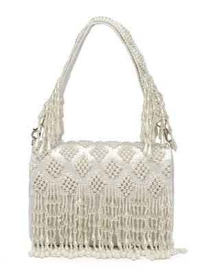 coffer white & off white harlequin embellished velvet clutch 5