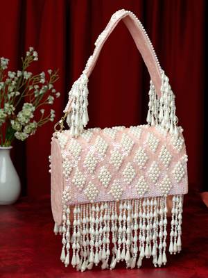 coffer flamingo & white harlequin embellished velvet clutch 2