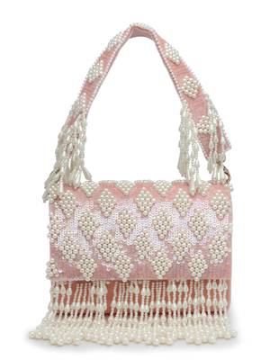 coffer flamingo & white harlequin embellished velvet clutch 3