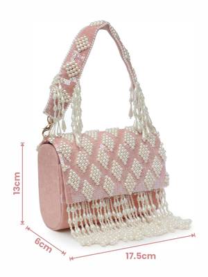 coffer flamingo & white harlequin embellished velvet clutch 4