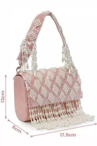 coffer flamingo & white harlequin embellished velvet clutch