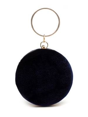 Anekaant gala midnight blue & multi quirky embroidered velvet clutch 5