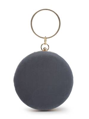 Anekaant gala blue gray & multi quirky embroidered velvet clutch 5