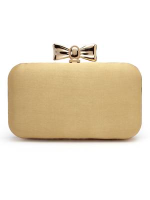 Anekaant adorn camel brown & gold stone work embellished faux silk clutch 5