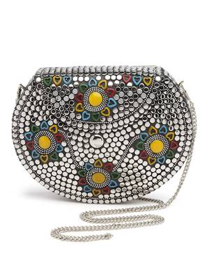 mosaic silver & multi embellished metal clutch 3