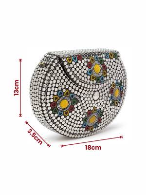 mosaic silver & multi embellished metal clutch 4