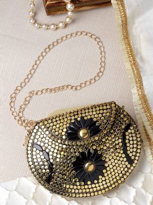 mosaic gold & black embellished metal clutch 2