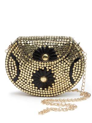 mosaic gold & black embellished metal clutch 3