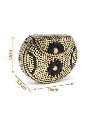 mosaic gold & black embellished metal clutch 4