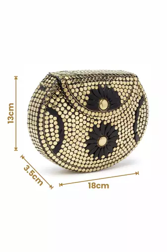 mosaic gold & black embellished metal clutch