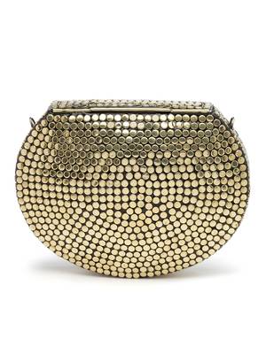 mosaic gold & black embellished metal clutch 5