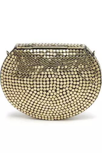 mosaic gold & black embellished metal clutch