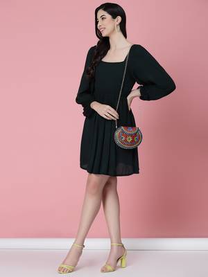 mosaic green, red & blue embellished metal clutch 1