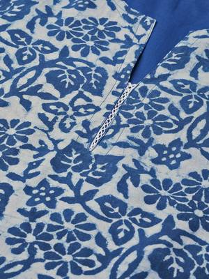   Indigo Hand Block Printed Layered A Line Pure Cotton Kurta 2
