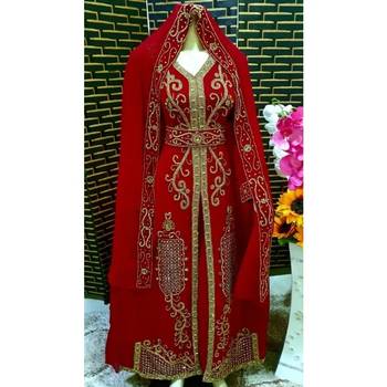 Red Zari & Stone Work Stitched Georgette Kaftan Wedding Dress 1