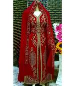 Red Zari & Stone Work Stitched Georgette Kaftan Wedding Dress