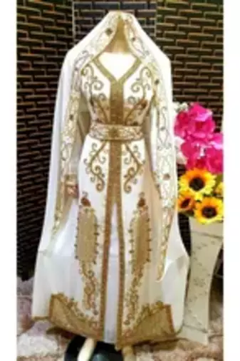 Red Zari & Stone Work Stitched Georgette Kaftan Wedding Dress