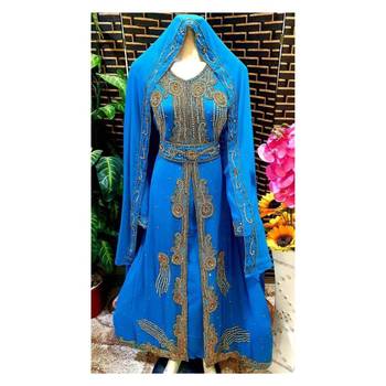 Red Zari & Stone Work Stitched Georgette Kaftan Wedding Dress 3