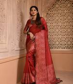 RED BANGLOREI RAW  SILK PRETTY SAREE