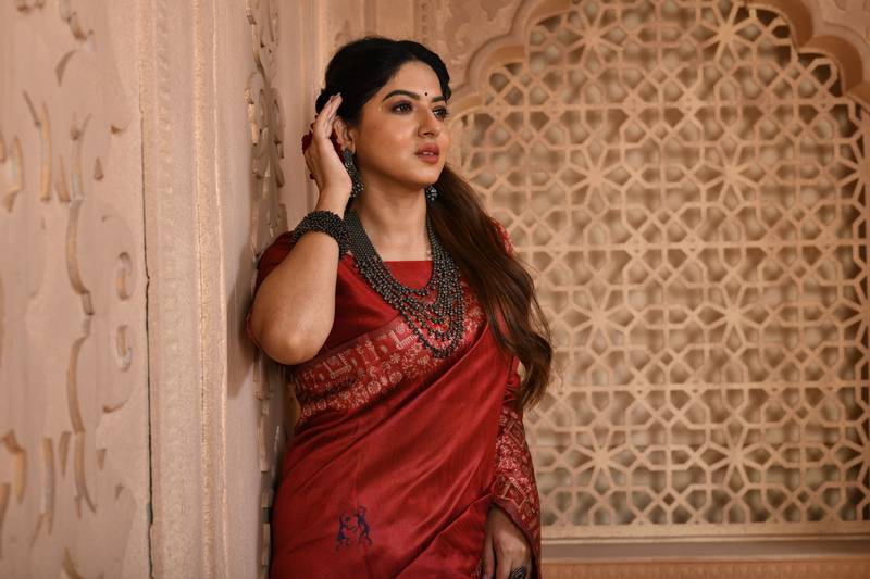 RED BANGLOREI RAW  SILK PRETTY SAREE