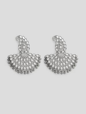 Lux design mirror studded chandbali earrings copper silver plated for women & girls 5