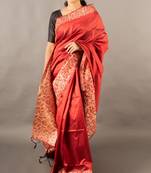 RED BEAUTIFUL RAW  SILK PRETTY SAREE