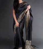 BLACK BEAUTIFUL RAW  SILK PRETTY SAREE