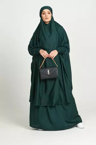 modest city two-piece jilbab set rama green