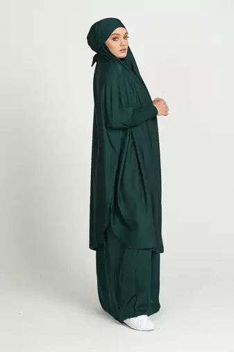 modest city two-piece jilbab set rama green