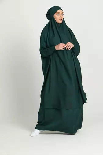 modest city two-piece jilbab set rama green