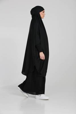 Modest City Jilbab Crepe Plain Full Sleeve Black 3