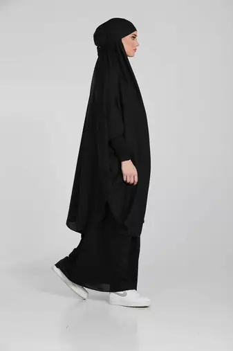 Modest City Jilbab Crepe Plain Full Sleeve Black