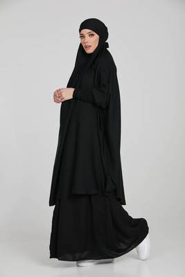 Modest City Jilbab Crepe Plain Full Sleeve Black 4