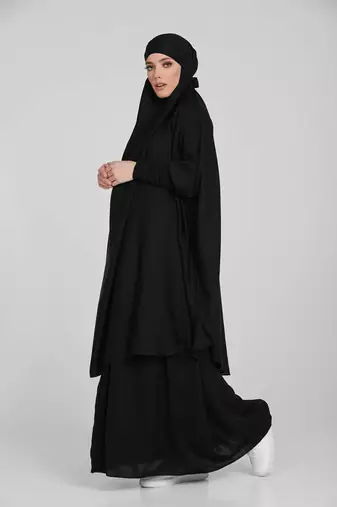 Modest City Jilbab Crepe Plain Full Sleeve Black