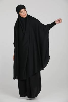 Modest City Jilbab Crepe Plain Full Sleeve Black 5