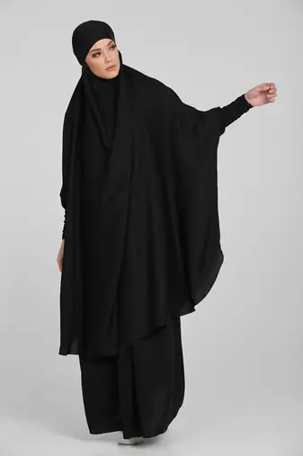 Modest City Jilbab Crepe Plain Full Sleeve Black