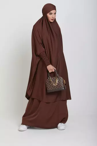 Brown Crepe Plain Jibab
