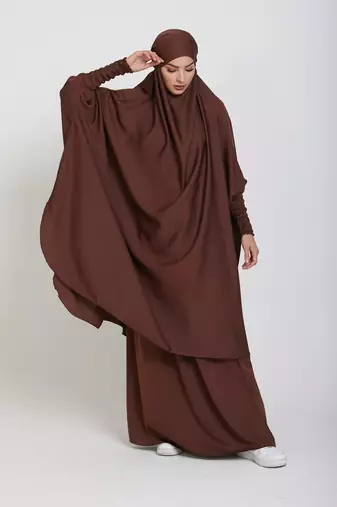 Brown Crepe Plain Jibab