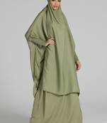 modest city olive green crepe jilbab set