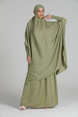 modest city olive green crepe jilbab set 3