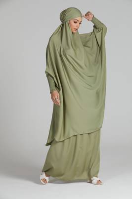 modest city olive green crepe jilbab set 4