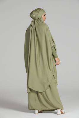 modest city olive green crepe jilbab set 5