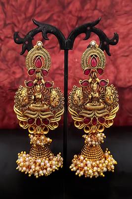 Ruby god laxmi temple earring 1