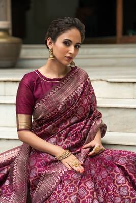 WINE TUSSAR SILK UNIQUE PRETTY SAREE 2