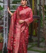 RED TUSSAR SILK UNIQUE PRETTY SAREE