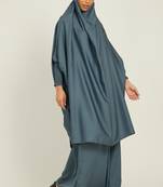 modest city two piece grey jilbab set with dolman sleeves