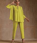 Lime Modal Shoulder Pleat Co-Ord Set