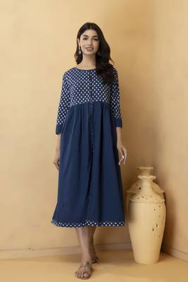   Hand Block Cotton Print Dress 1