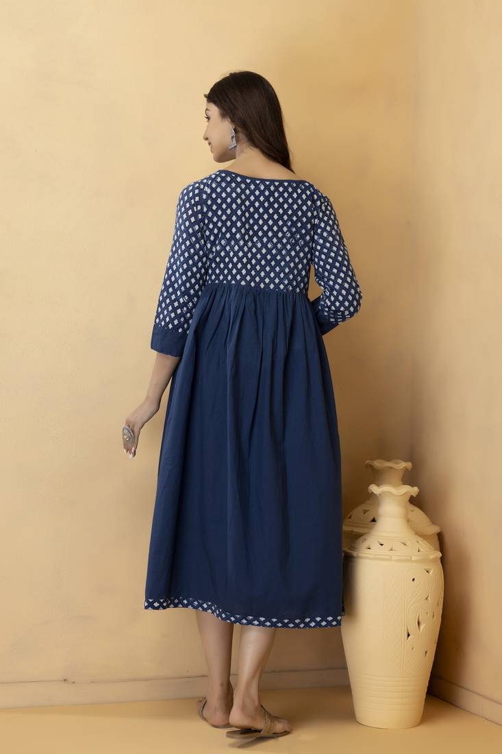 Geroo Jaipur Hand Block Cotton Print Dress