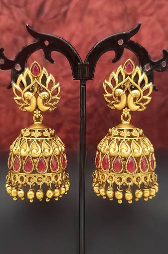 Multy color matte gold earring